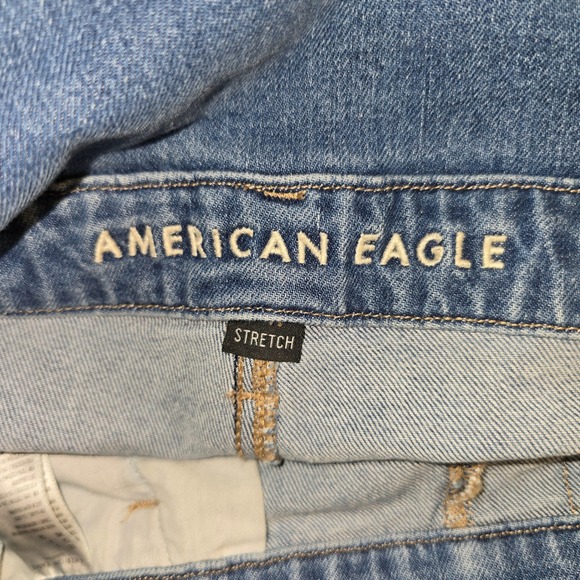 American Eagle 90s Boyfriend Overalls Small Womens Blue Distressed Pink Straps - Picture 11 of 13